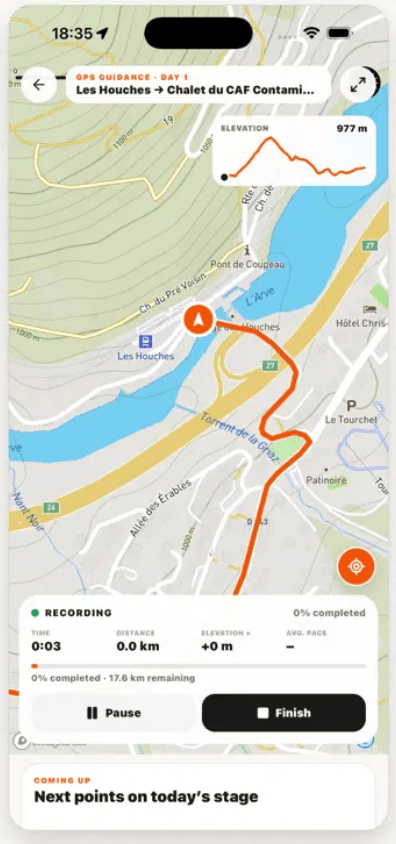 L’application Topok en mode navigation GPS
